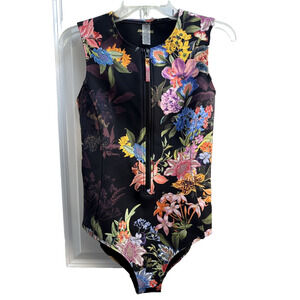 Johnny Was Small California Neon Jungle Sleeveless Neoprene 1 Piece Swimsuit NWT